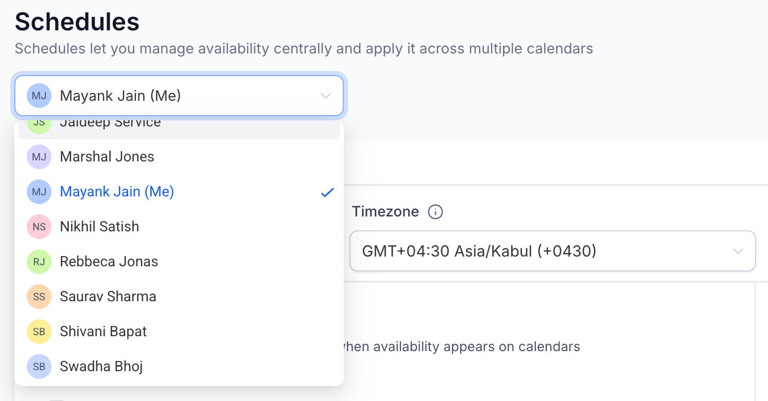Staff selector - schedules