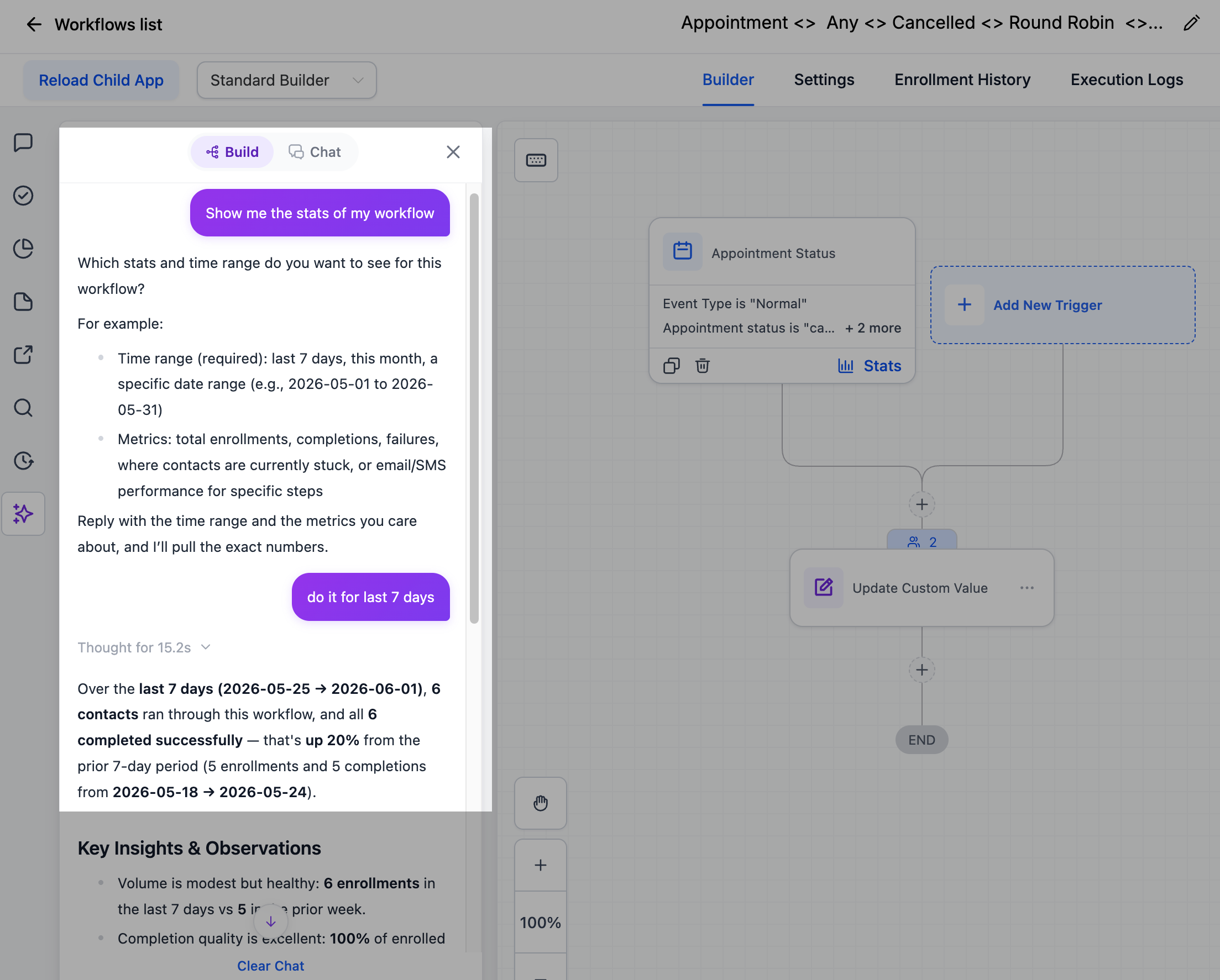 Workflow stats